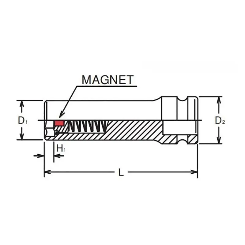 3/8 Sq. Dr. Socket  14mm 6 point Length 80mm Slide Magnet - Image 3